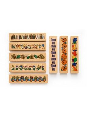 Sugarloaf 8" Rubber Border Stamp Lot of 8 Birthday Halloween Thanksgiving Floral
